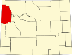 Map of Wyoming highlighting Teton County